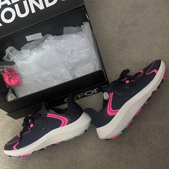 G/FORE Navy Athletic Sneakers with Pink Accents - Picture 3 of 5